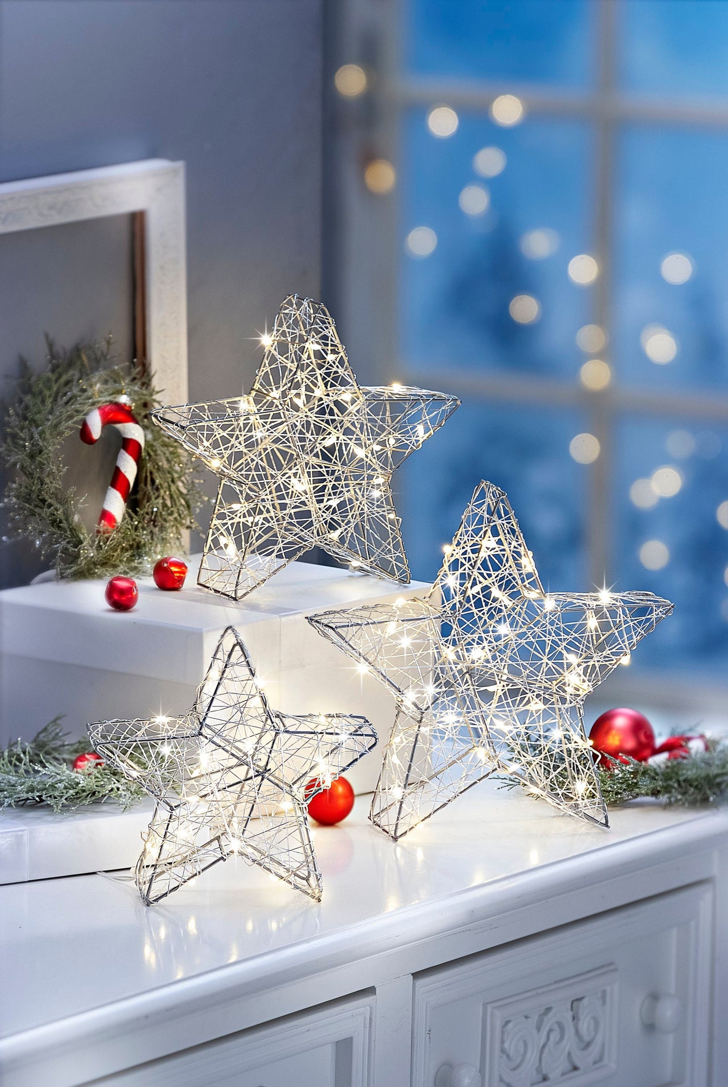 LED-Deko Sterne 3er-Set, 100 LEDs