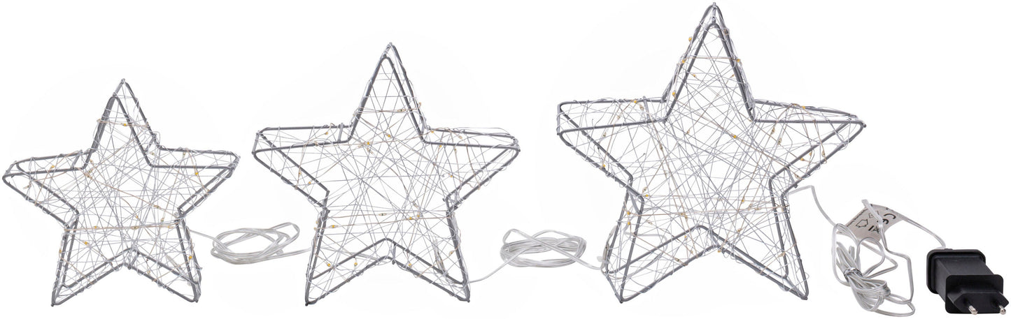 LED-Deko Sterne 3er-Set, 100 LEDs