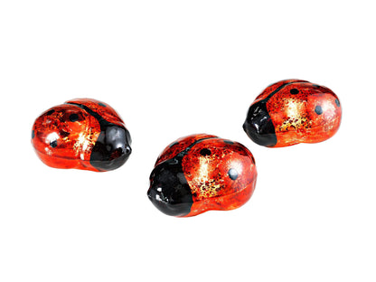 LED-Glückskäfer aus Glas, 3er-Set