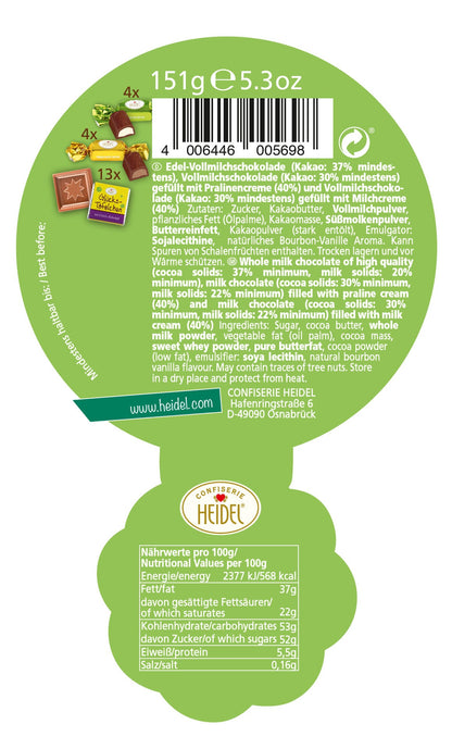 Glücks-Sack mit Edel-Schokolade mit Glücksbotschaften von Confiserie Heidel