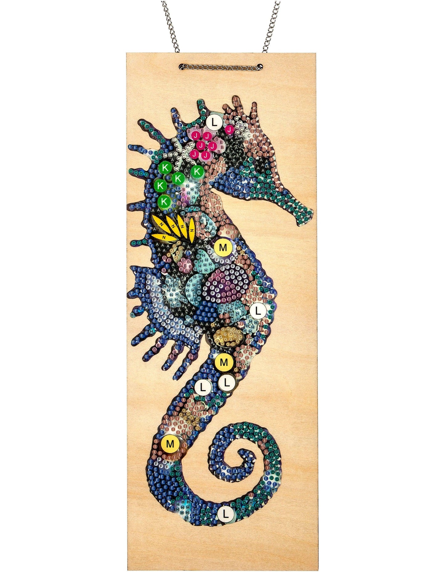 Diamond Painting "Seepferdchen" auf Holzplatte