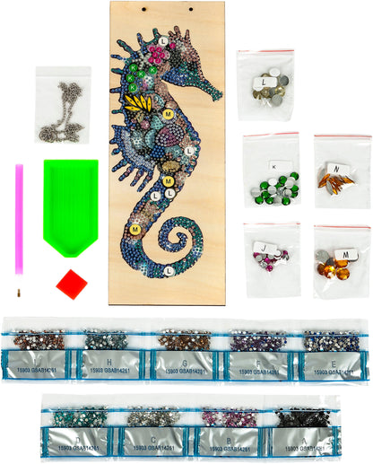 Diamond Painting "Seepferdchen" auf Holzplatte