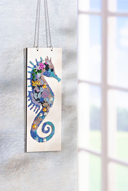 Diamond Painting "Seepferdchen" auf Holzplatte