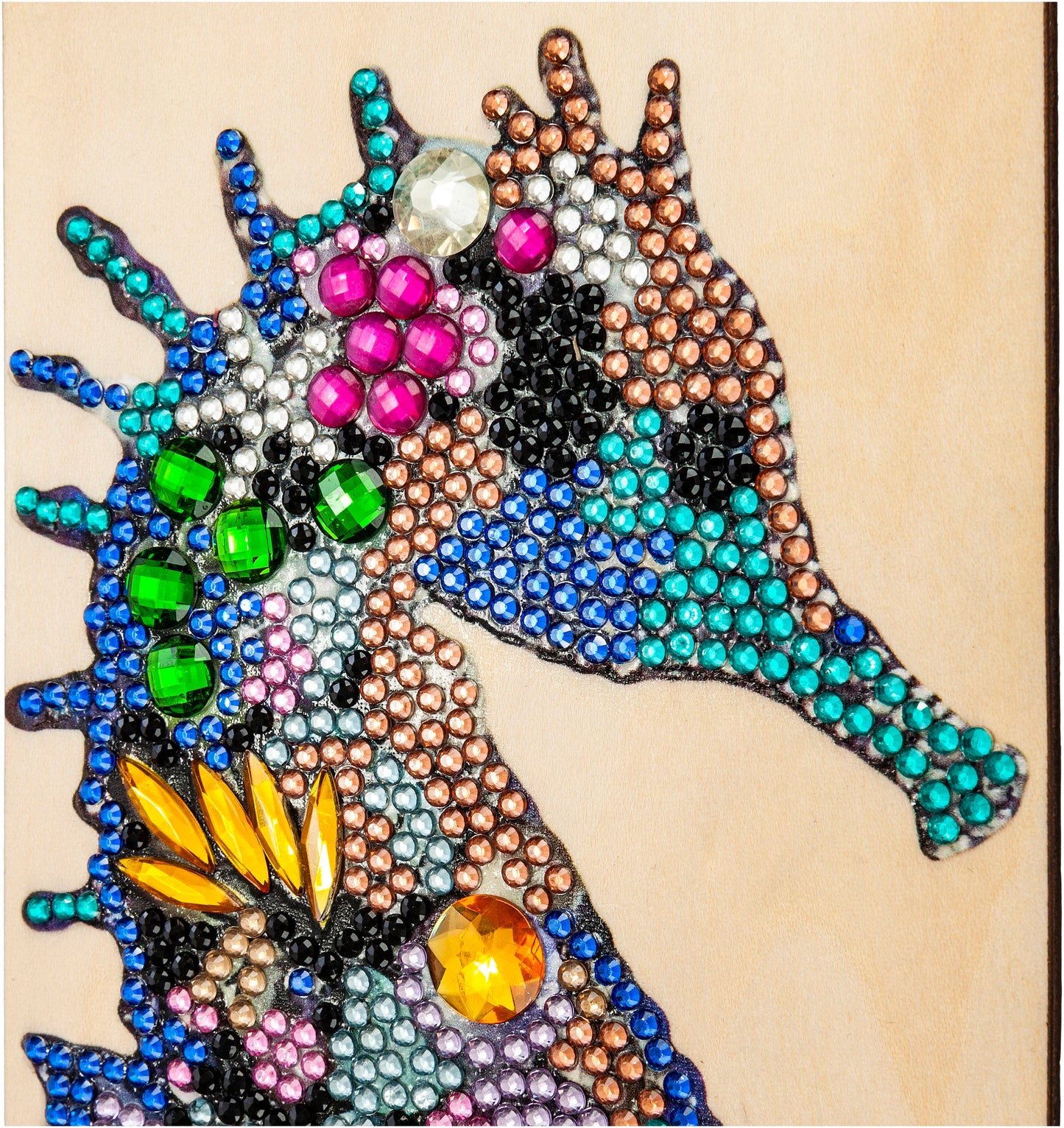 Diamond Painting "Seepferdchen" auf Holzplatte