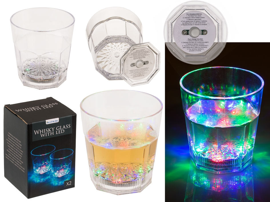 Party-Glas mit farbigen LED, 2er Set