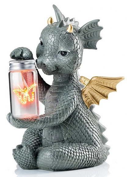 Drache "Taja" mit LED-Schmetterling im Glas