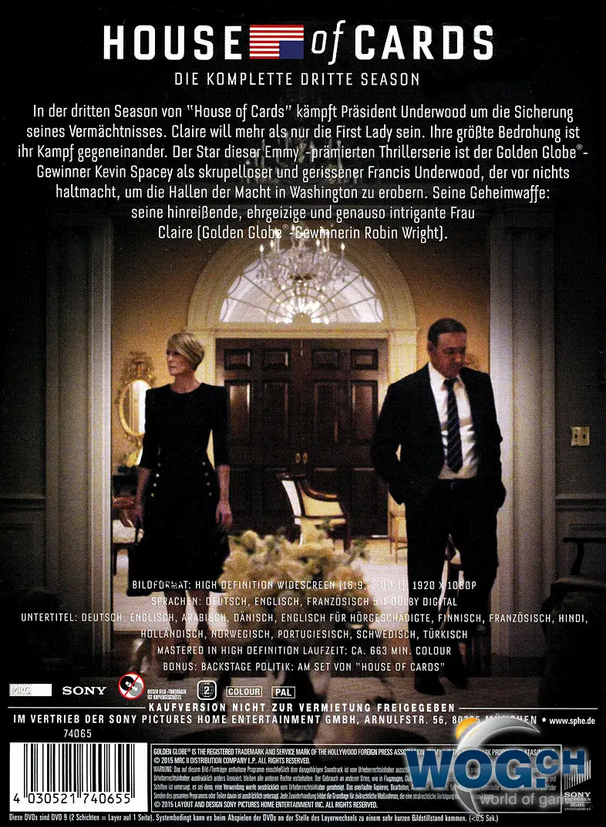 DVD Hous of Cards "Volume 3 Kapitel 27-39"