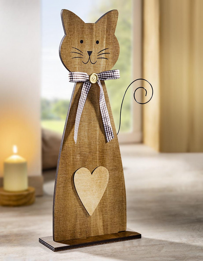 Dekofigur "Katze" aus Holz, 45cm