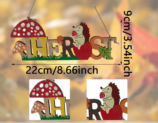 Deko-Schriftzug "Herbst" mit Igelfamilie