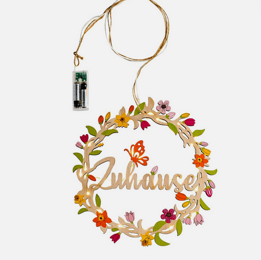 LED-Dekokranz "Home" aus Holz, 30cm