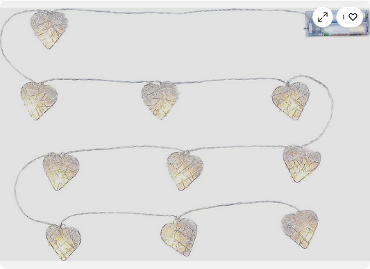 LED-Lichterkette "Silver Hearts" 10 LEDs