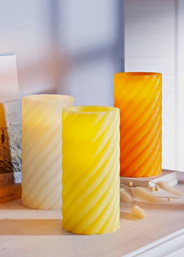 LED-Echtwachskerzen "Twist Sunny" 3er-Set