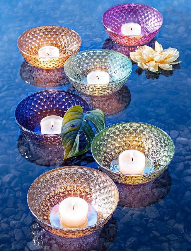 Schwimmschalen "Natare" inkl. Teelichter, 6er-Set