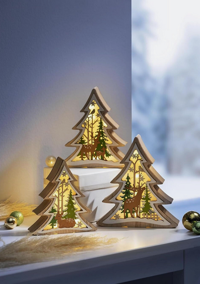 LED-Tannen "Winterwelt" 3er-Set
