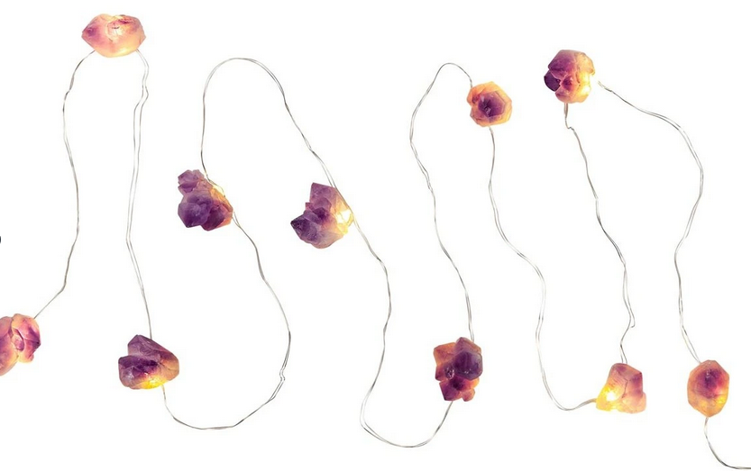 LED-Lichterkette "Aura" lila Quarzsteine