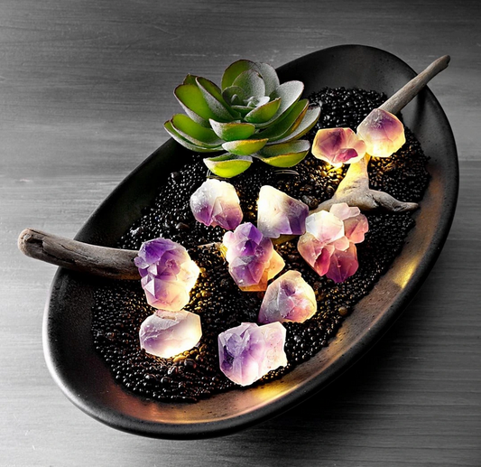 LED-Lichterkette "Aura" lila Quarzsteine