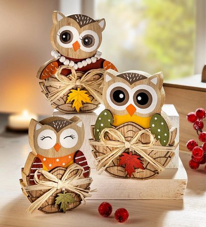 Dekofiguren "Eulenfamilie" 3er-Set