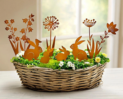 Dekostecker "Blumen und Häschen" 9er-Set