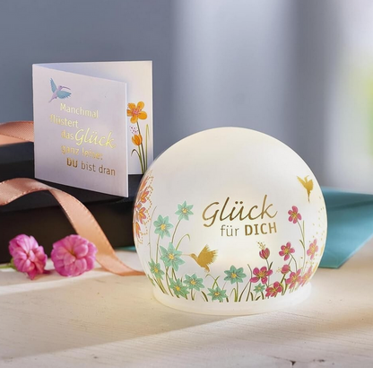 Geschenkset LED-Stimmungsleuchte "Glück" mit Grusskarte
