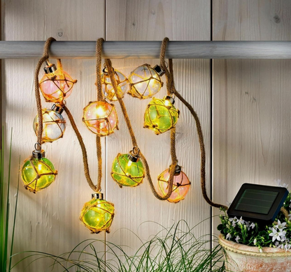 Solar-Lichterkette "Fischerkugeln" am Seil