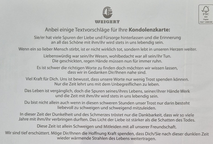 In stillem Gedenken an einen lieben Menschen (B6)