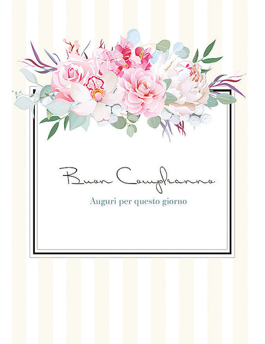 Biglietto Compleanno Flower C/glitter