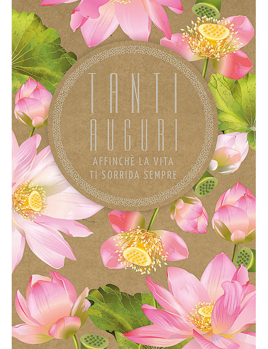 Biglietto Compleanno Flower Kraft C/foil