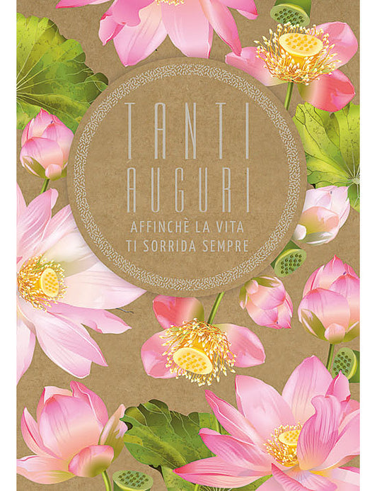 Biglietto Compleanno Flower Kraft C/foil