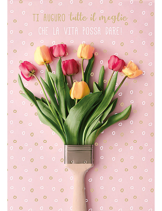 Biglietto Buon Compleanno Flower C/foil