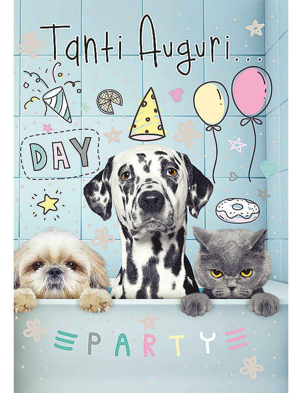 Biglietto Buon Compleanno Animals C/foil