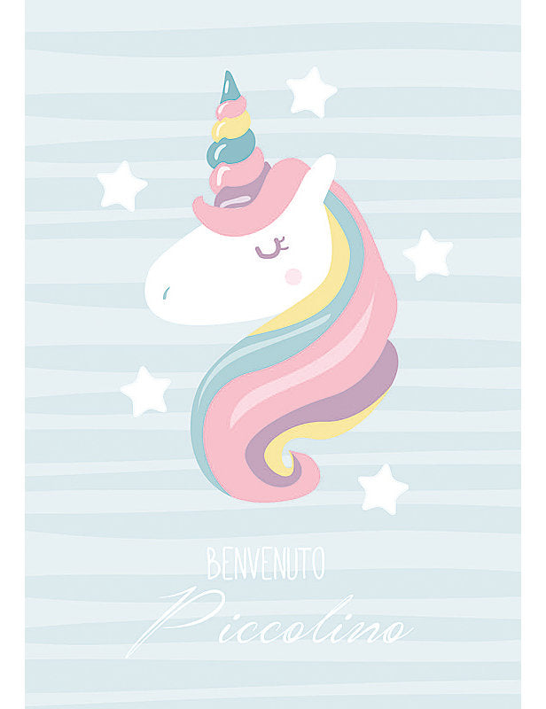 Biglietto Nascita Azzurro C/glitter