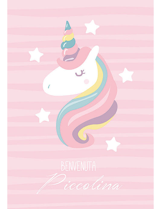 Biglietto Nascita Rosa C/glitter