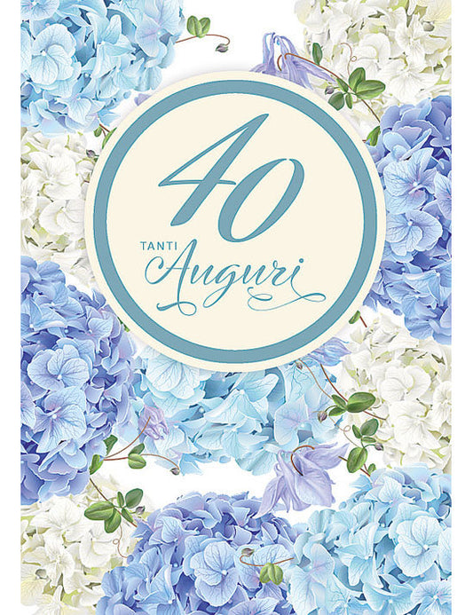 Biglietto 40 Anni Flower C/glitter