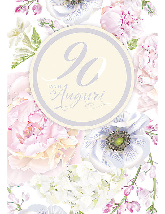 Biglietto 90 Anni Flower C/glitter