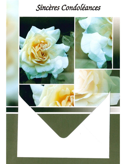 Doppelkarte. Sincères Condoléances Enveloppe d'argent