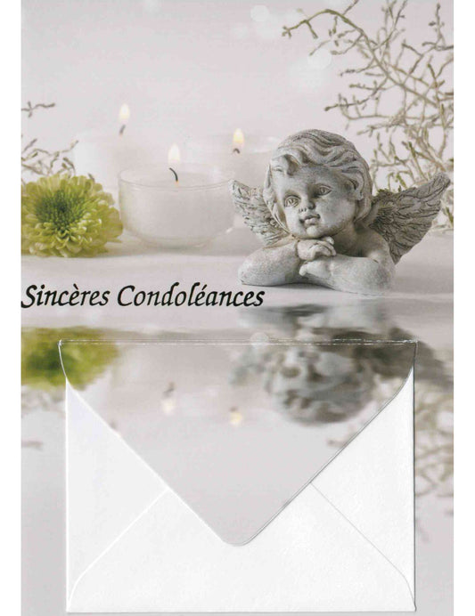 Doppelkarte. Sincères Condoléances Enveloppe d'argent