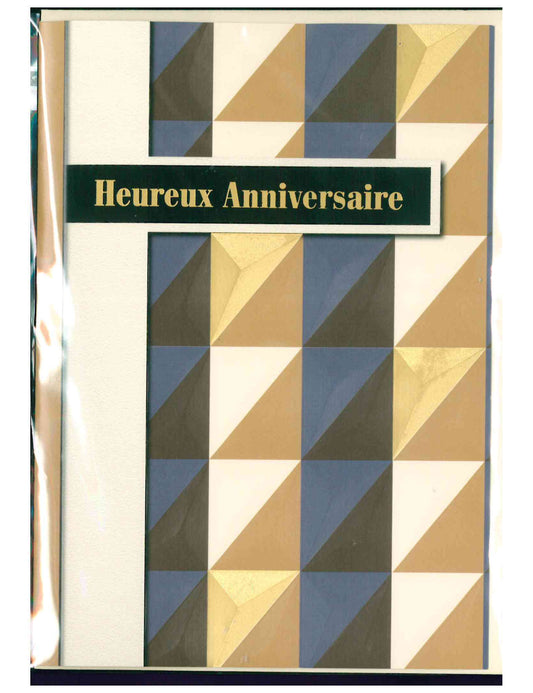 Doppelkarte. Heureux Anniversaire