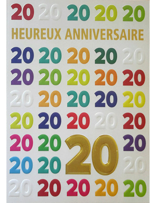 Doppelkarte / Heureux 20 / Anniversaire