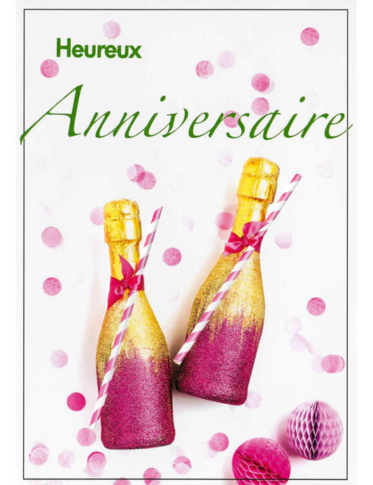 Doppelkarte. Heureux Anniversaire