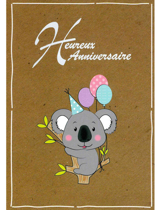 Doppelkarte. Heureux Anniversaire