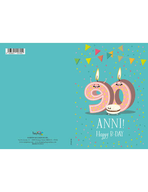 BIGLIETTO 90 ANNI C/GLITTER