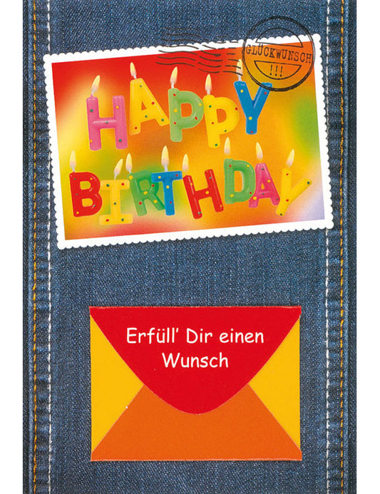 Doppelkarte / Geburtstag / Geldkarte / hoch