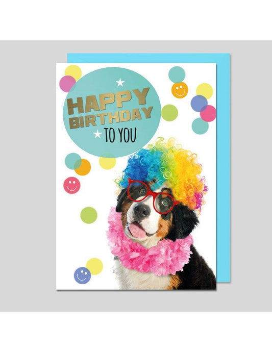 Doppelkarte/ Hund / Happy Birthday to you / hoch