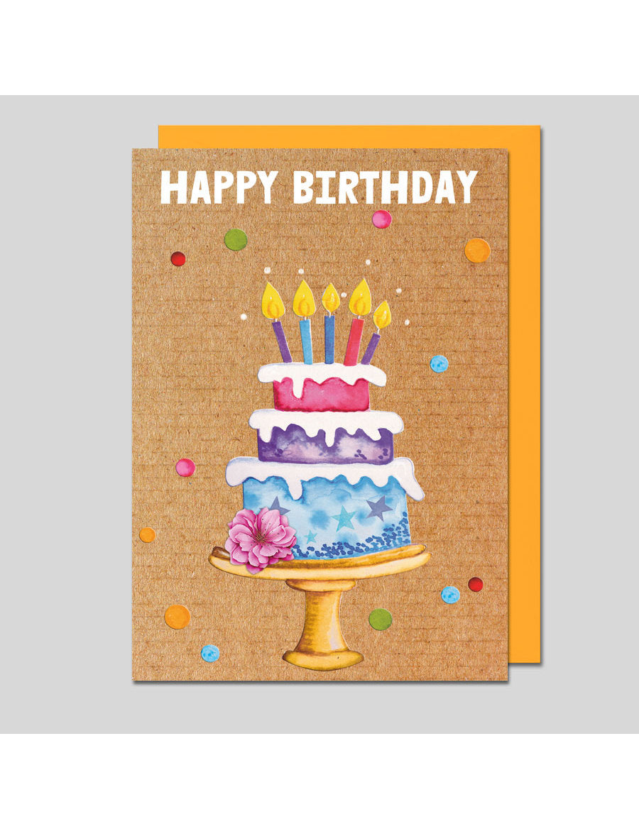 Doppelkarte. Kraftpapieroptik Happy Birthday