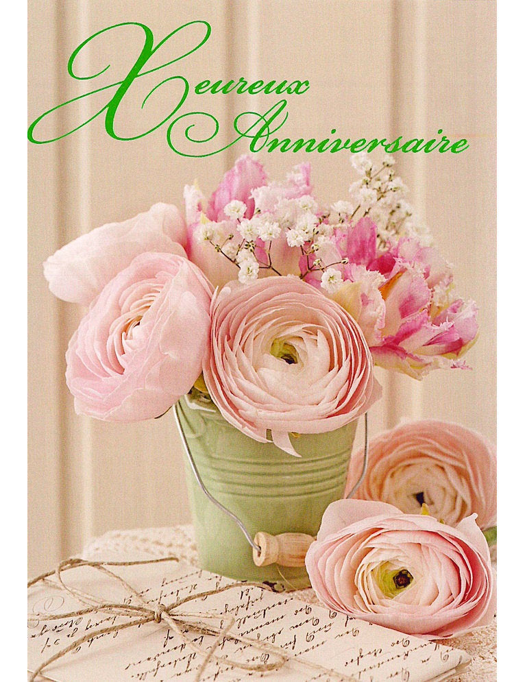 Doppelkarte. Heureux Anniversaire