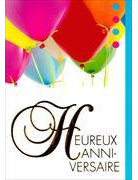 Doppelkarte. Heureux Anniversaire