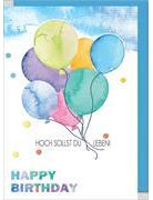 Doppelkarte. Happy Birthday Ballons