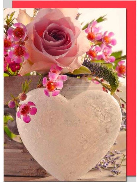 Doppelkarte. Blume mit Herz / blanko