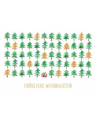 Doppelkarte. Green Karma X-MAS - Kleines Geschenk unter Tannen