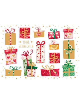 Doppelkarte. Green Karma X-MAS - Bunte Geschenke